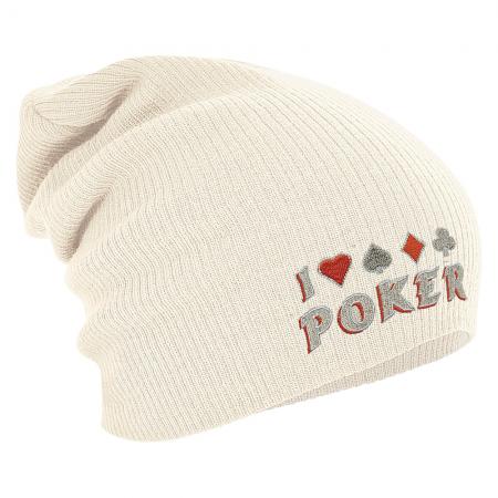 Longbeanie Slouch-Beanie Wintermütze I love Poker 54864