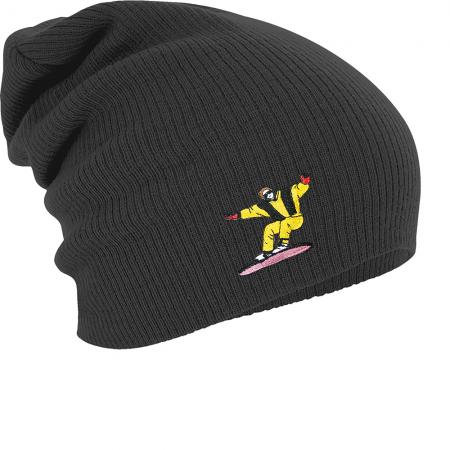Longbeanie Slouch-Beanie Wintermütze Snowboarder gelb 54877