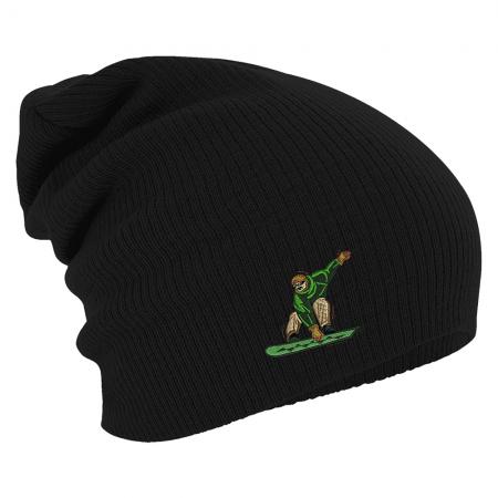 Longbeanie Slouch-Beanie Wintermütze Snowboarder grün 54878