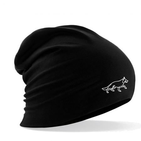 Longbeanie Slouch-Beanie Sommerbeanie mit Textildruck - SCHÄFERHUND - SB55065