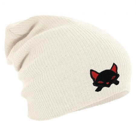Longbeanie Slouch-Beanie Wintermütze Katze schwarz 55109