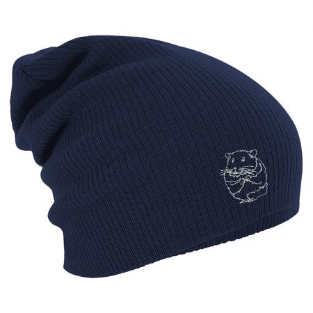 Longbeanie Slouch-Beanie Mütze Hamster Kontur silber 55142