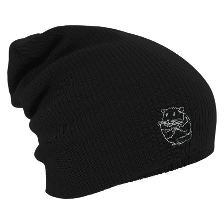 Longbeanie Slouch-Beanie Mütze Hamster Kontur silber 55142
