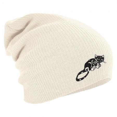 Longbeanie Slouch-Beanie Wintermütze Schwarze Katze 55145
