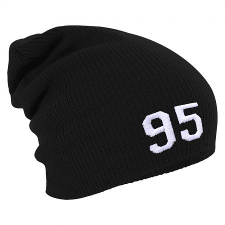 Longbeanie Slouch-Beanie Mütze Einstickung - Zahl 95 - 55147