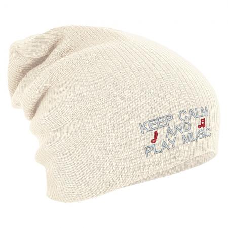 Longbeanie Slouch-Beanie Wintermütze Keep Calm and play Music 55153