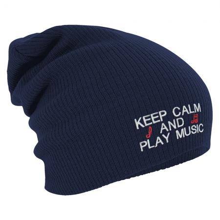 Longbeanie Slouch-Beanie Wintermütze Keep Calm and play Music 55153