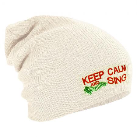 Longbeanie Slouch-Beanie Wintermütze Keep Calm and Sing 55157