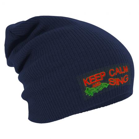 Longbeanie Slouch-Beanie Wintermütze Keep Calm and Sing 55157