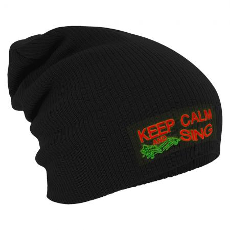 Longbeanie Slouch-Beanie Wintermütze Keep Calm and Sing 55157
