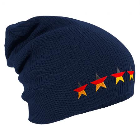 Longbeanie Slouch-Beanie Mütze Deutschland Sterne 55171