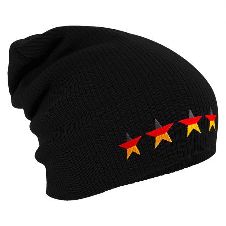 Longbeanie Slouch-Beanie Mütze Deutschland Sterne 55171