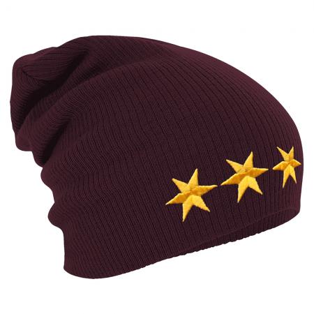 Longbeanie Slouch-Beanie Wintermütze drei goldene Sterne 55173