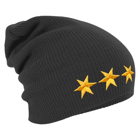 Longbeanie Slouch-Beanie Wintermütze drei goldene Sterne 55173