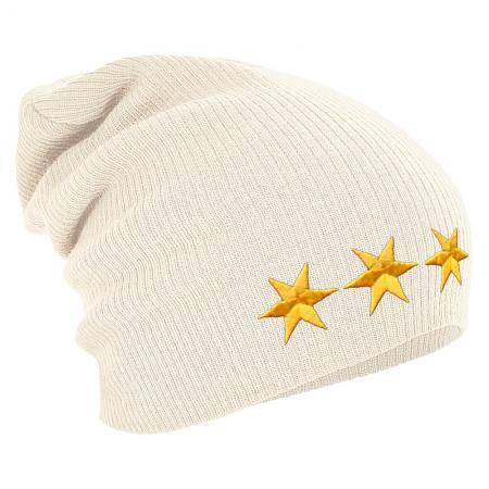 Longbeanie Slouch-Beanie Wintermütze drei goldene Sterne 55173