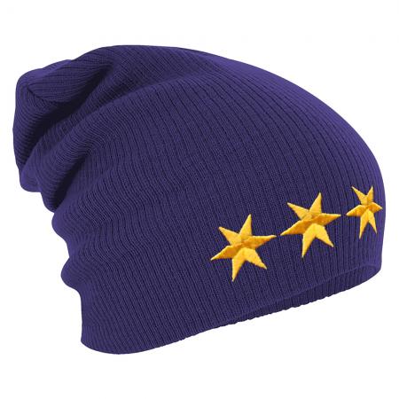 Longbeanie Slouch-Beanie Wintermütze drei goldene Sterne 55173