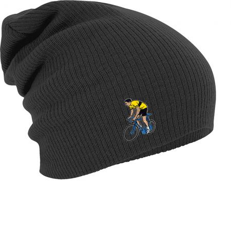 Longbeanie Slouch-Beanie Mütze  Radfahrer gelbes Trikot  55277