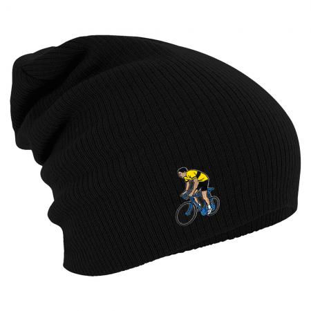 Longbeanie Slouch-Beanie Mütze  Radfahrer gelbes Trikot  55277