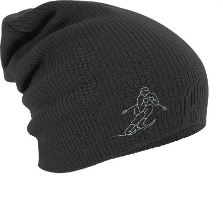Longbeanie Slouch-Beanie Mütze Skifahrer kontur 55280