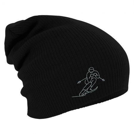 Longbeanie Slouch-Beanie Mütze Skifahrer kontur 55280