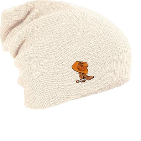 Longbeanie Slouch-Beanie Wintermütze Cowboyhut + Stiefel 55324
