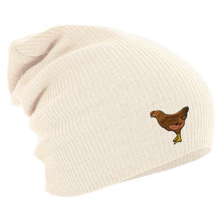Longbeanie Slouch-Beanie Mütze Huhn Hahn Gockel 55339
