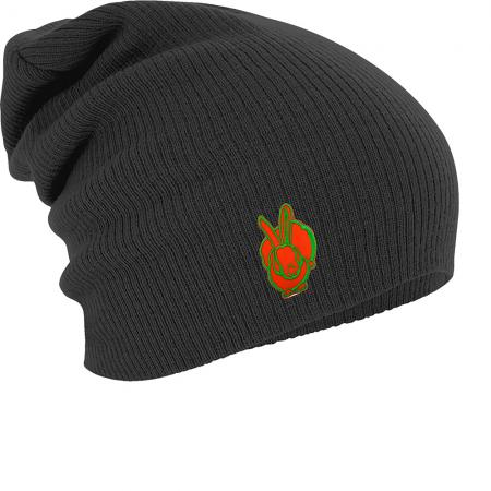 Longbeanie Slouch-Beanie Wintermütze orange grüner Hase 55348