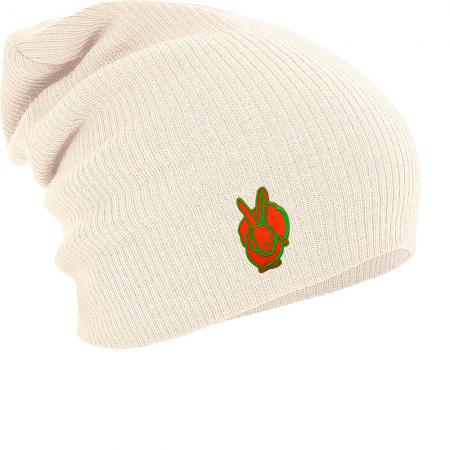 Longbeanie Slouch-Beanie Wintermütze orange grüner Hase 55348