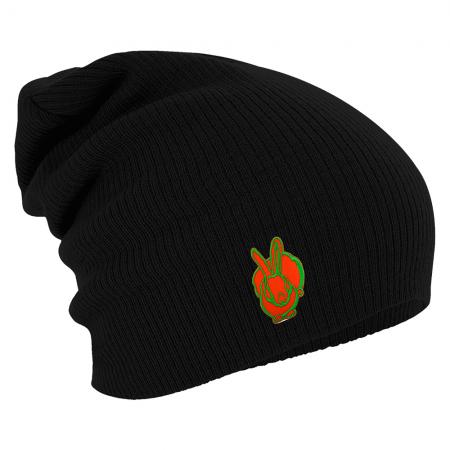 Longbeanie Slouch-Beanie Wintermütze orange grüner Hase 55348