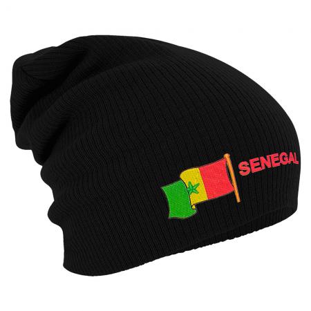 Longbeanie Slouch-Beanie Flagge Senegal 55424 schwarz