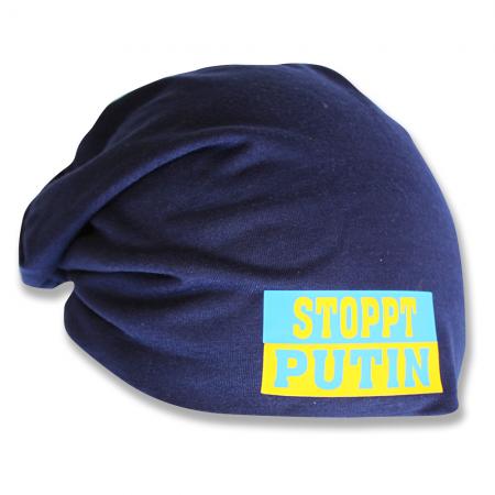 Long Beanie Muetze Stoppt Putin - Zeigen Sie Solidarität - Ukraine 55647 blau