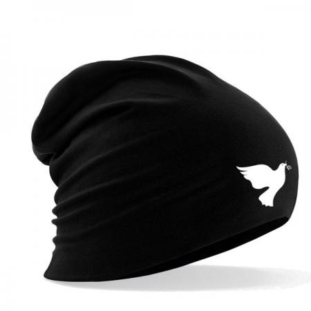 Longbeanie Slouch-Beanie Sommerbeanie - Friedenstaube Taube mit Lorbeerblatt - 55673