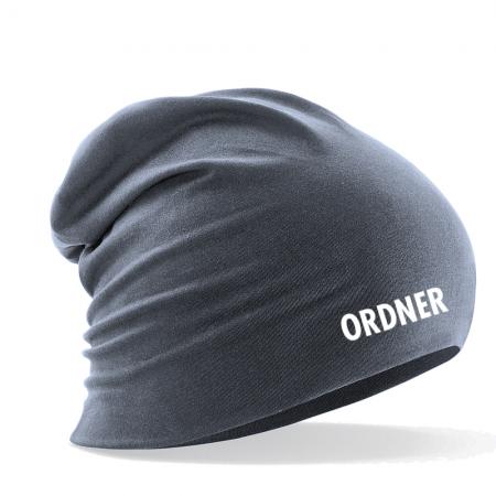 Longbeanie Slouch-Beanie Sommerbeanie mit Textildruck - ORDNER - 55707