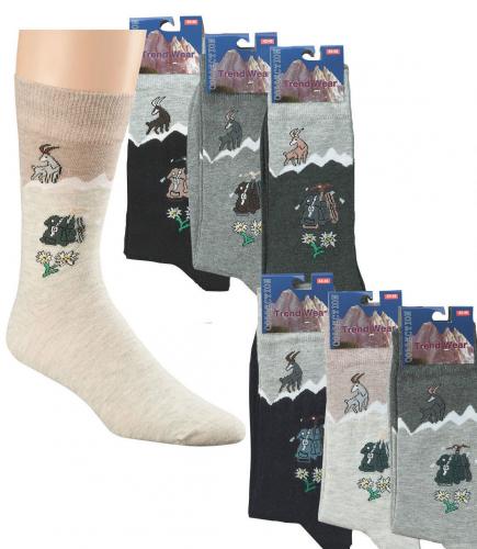 Socken 3er-Pack Unisex Motiv - Rucksack Landhaus - 56355/2 Gr. 39-46