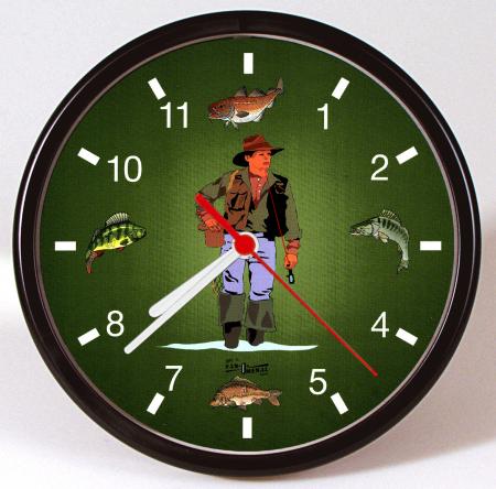 Wanduhr Uhr Angler Fische Angelsport Gr. ca 25 cm 56834