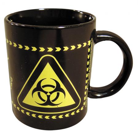 Tasse mit Print Biogefährdung Symbol schwarz 57008