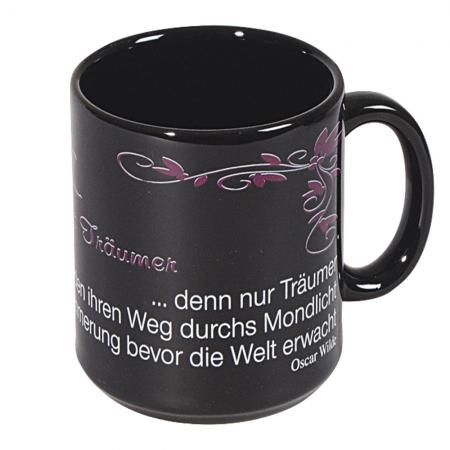 Tasse mit Print Zitat Oscar Wilde Träumer schwarz 57069
