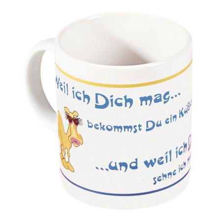 Tasse mit Print weil ich dich mag weiß 57074