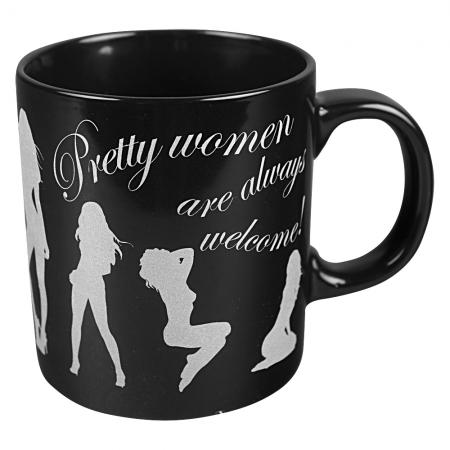 Motivtasse mit Print pretty women are always welcome weiss 57078 schwarz