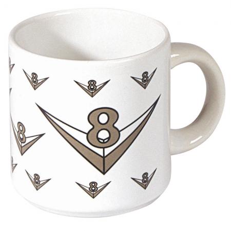 Kaffeebecher mit Print V8 Muster 57083 weiss