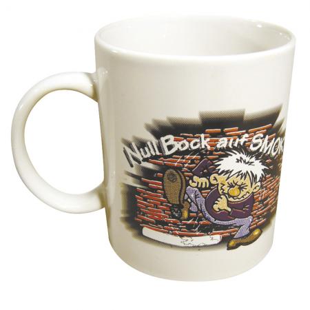Motivtasse mit Print Null Bock auf Smoking 57125 weiss