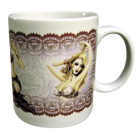 Tasse mit Print Pin Up Girl Mädchen Frau 57180 weiss