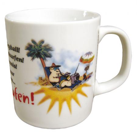 Tasse Kaffeebecher mit Print Spruch Urlaub... 57181 weiß