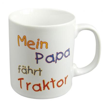 Tasse mit Print Mein Papa fährt Traktor 57324 weiss