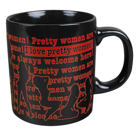Motivtasse mit Print pretty women are always welcome rot 57359 schwarz
