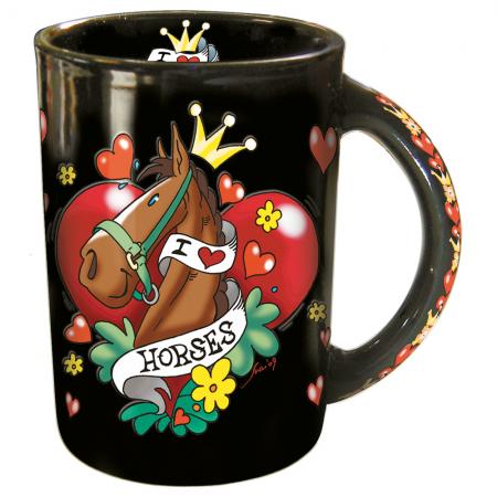 Tasse mit Print I Love Horses 57366 schwarz