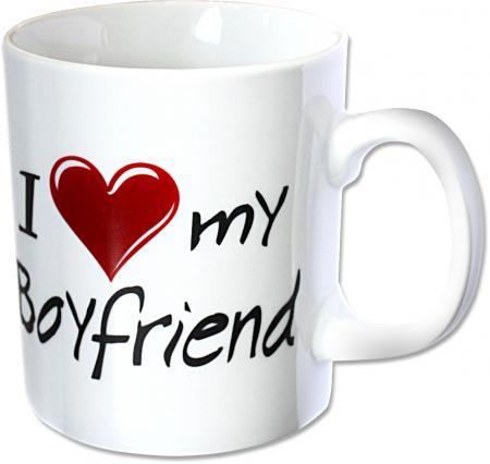 Keramiktasse mit Aufdruck I love my Boyfriend 57407