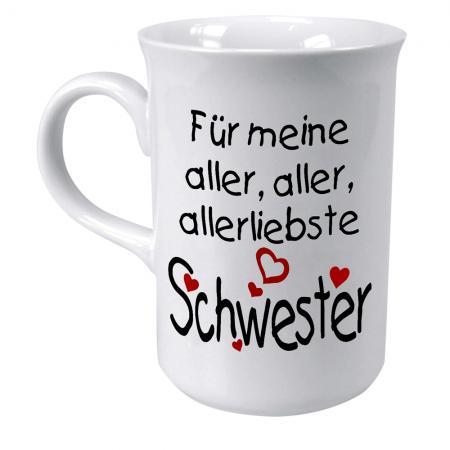 Tasse mit Print für die beste Schwester weiss 57418