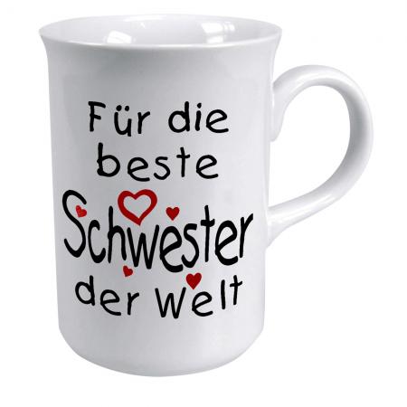 Tasse mit Print für die beste Schwester weiss 57418