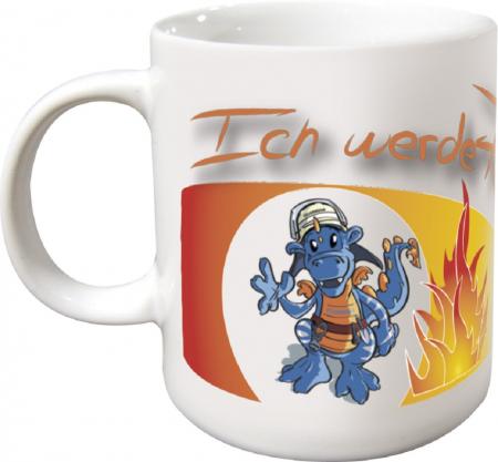 Keramiktasse Tasse mit Aufdruck Ich werde Feuerwehrmann 57443 weiß